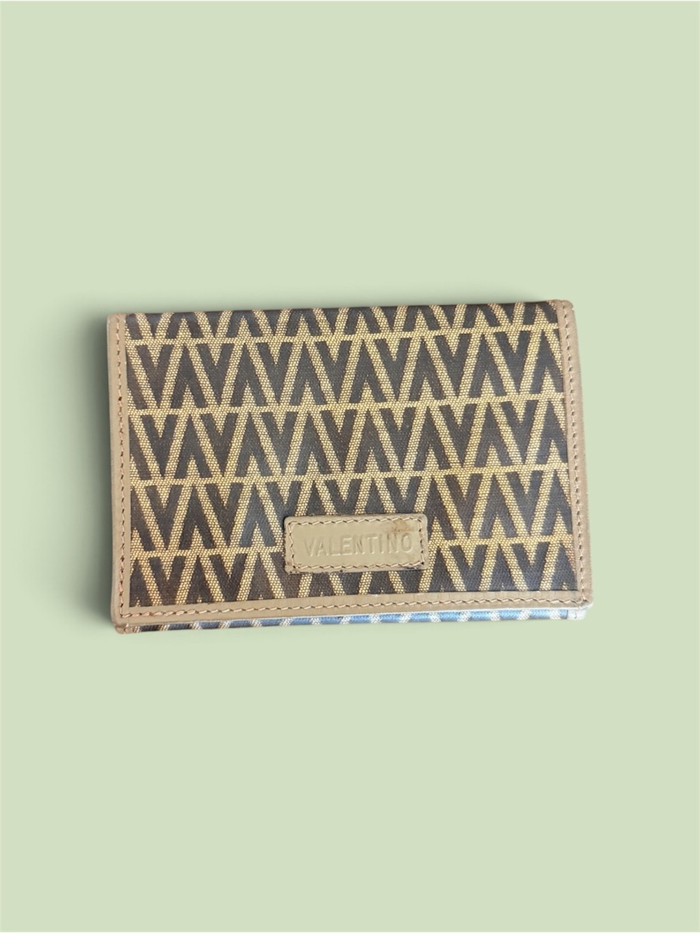 Valentino Women's Brown Monogram Card Holder Wallet